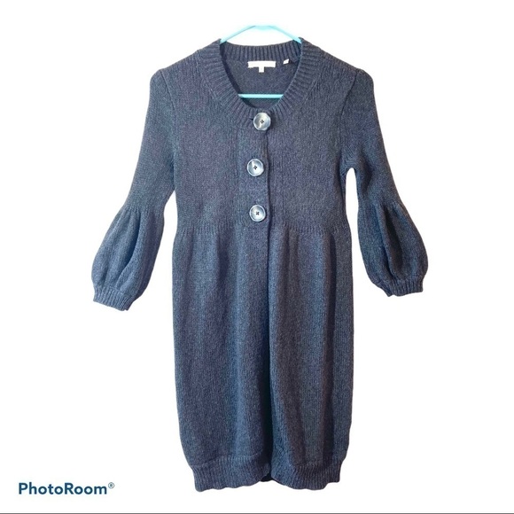 vince. Bishop Button Babydoll Gray Duster Cardigan - Picture 3 of 13